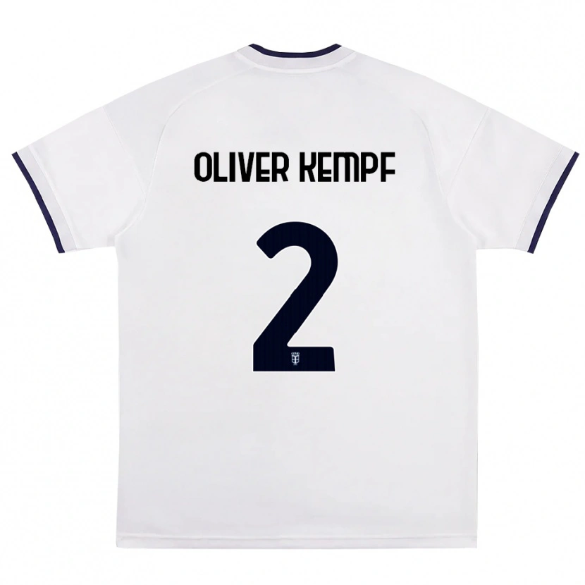 Danxen Niño Camiseta Marc Oliver Kempf #2 Blanco Rojo Azul Real 2ª Equipación 2026/27 La Camisa