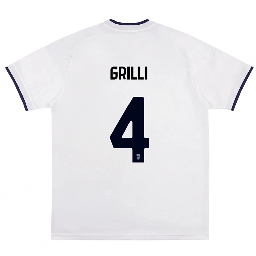 Danxen Niño Camiseta Federico Grilli #4 Blanco Rojo Azul Real 2ª Equipación 2026/27 La Camisa