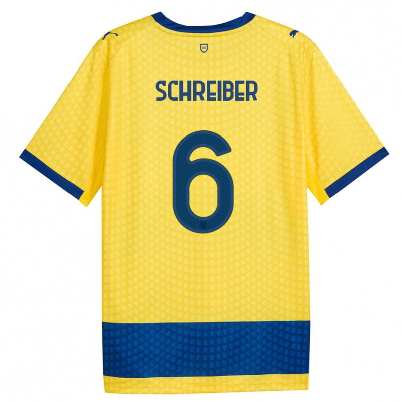 Danxen Niño Camiseta Fabio Schreiber #6 Amarillo Azul Negro 2ª Equipación 2026/27 La Camisa