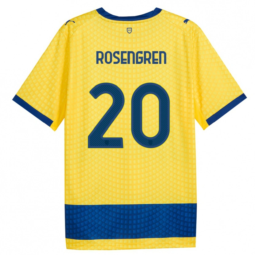 Danxen Niño Camiseta Lukas Rosengren #20 Amarillo Azul Negro 2ª Equipación 2026/27 La Camisa