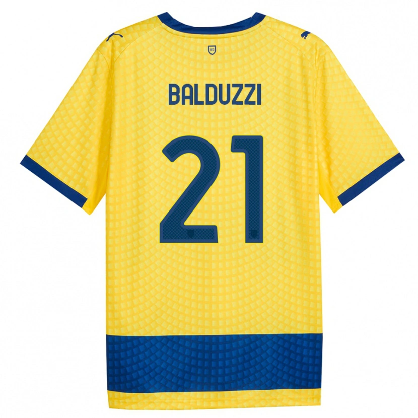 Danxen Niño Camiseta Davide Balduzzi #21 Amarillo Azul Negro 2ª Equipación 2026/27 La Camisa