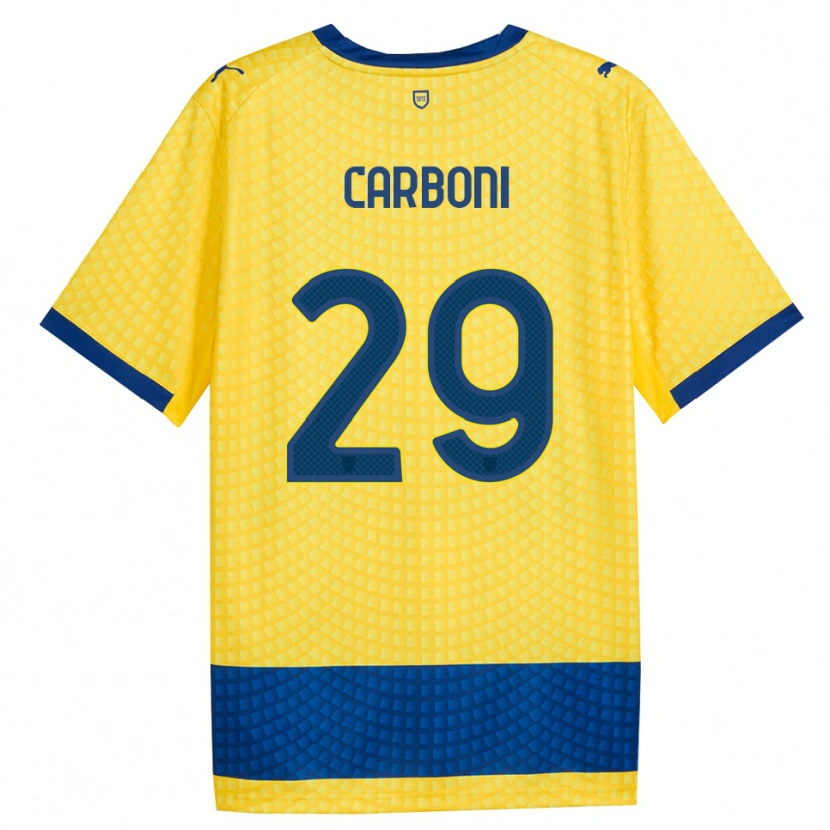 Danxen Niño Camiseta Franco Carboni #29 Amarillo Azul Negro 2ª Equipación 2026/27 La Camisa