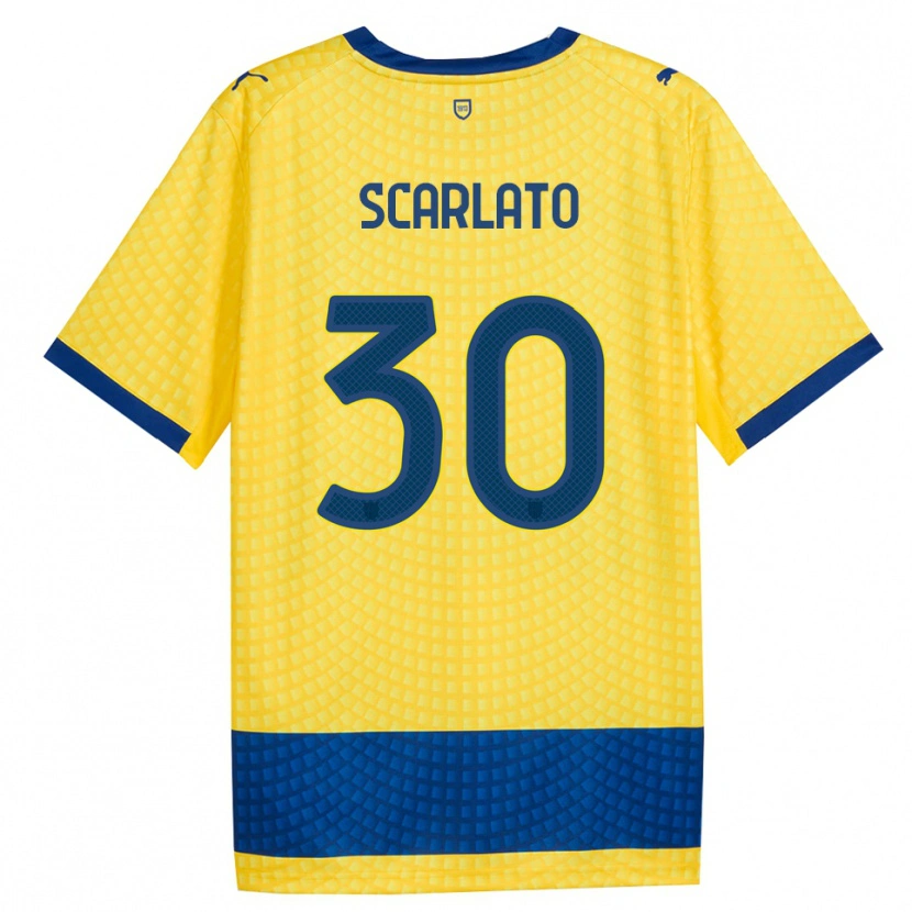 Danxen Niño Camiseta Luca Scarlato #30 Amarillo Azul Negro 2ª Equipación 2026/27 La Camisa