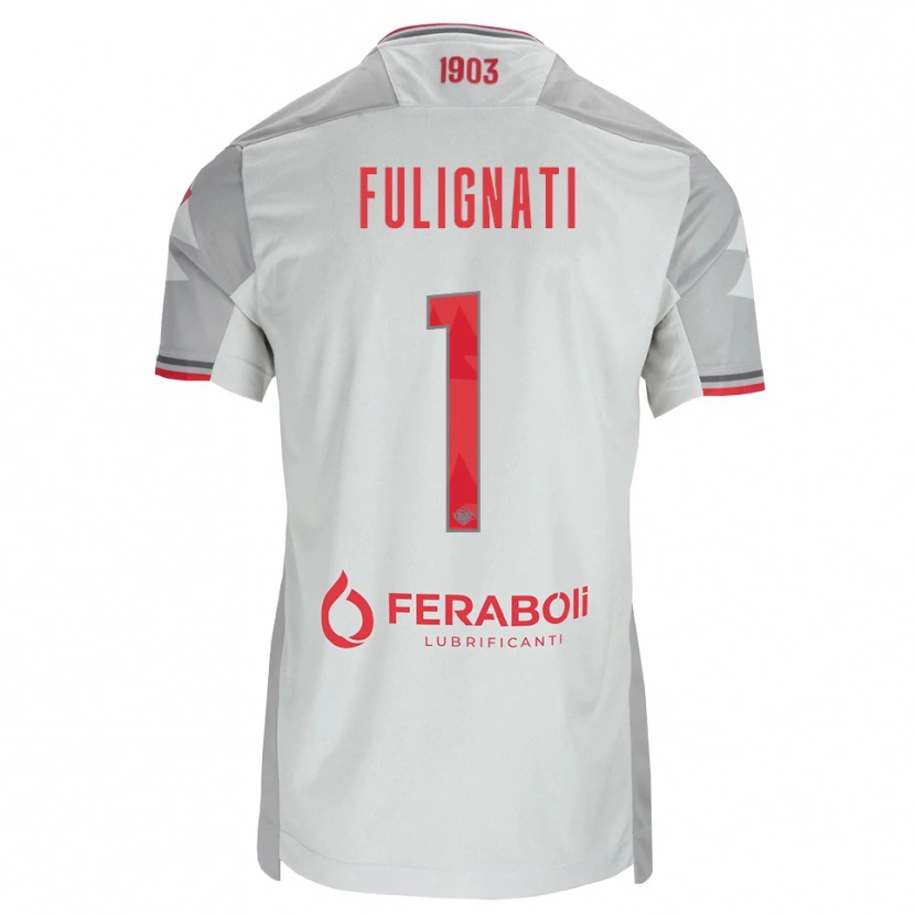 Danxen Niño Camiseta Andrea Fulignati #1 Gris Blanco Rojo 2ª Equipación 2026/27 La Camisa