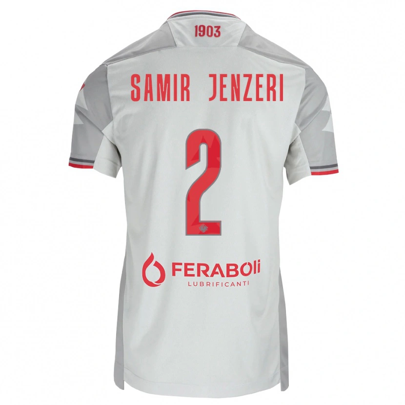 Danxen Niño Camiseta Gabriele Samir Jenzeri #2 Gris Blanco Rojo 2ª Equipación 2026/27 La Camisa