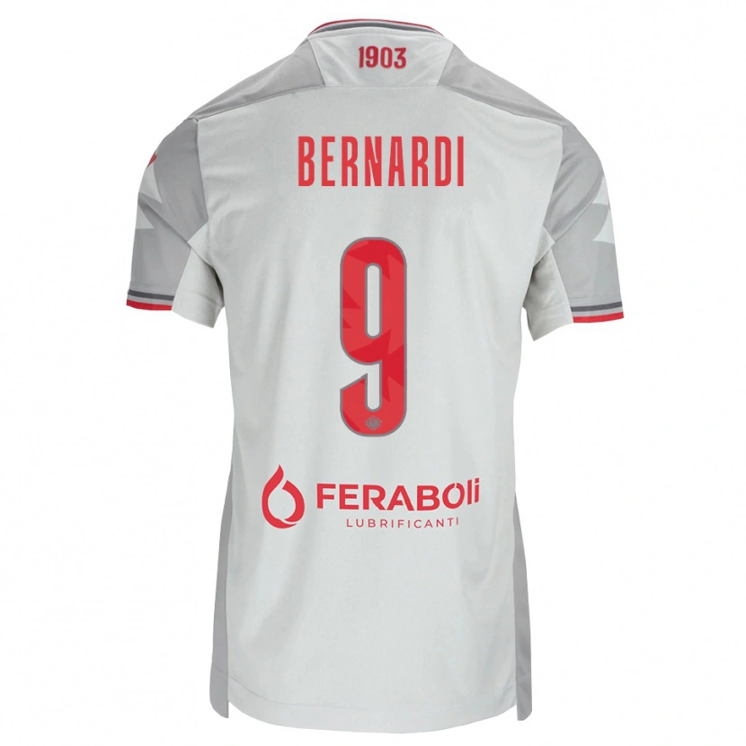Danxen Niño Camiseta Andrea Bernardi #9 Gris Blanco Rojo 2ª Equipación 2026/27 La Camisa