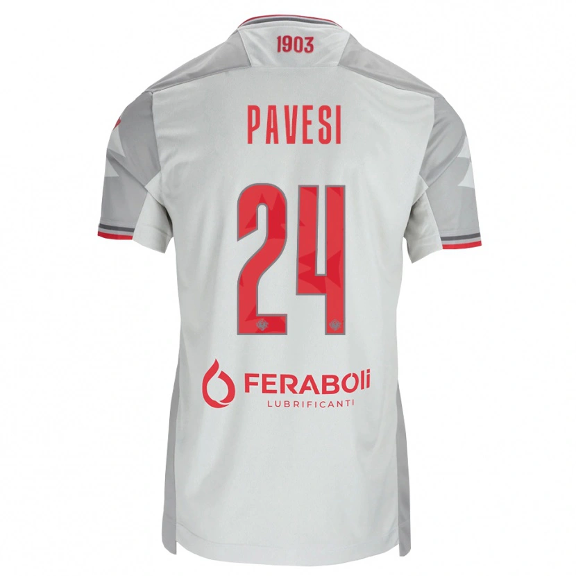 Danxen Niño Camiseta Davide Pavesi #24 Gris Blanco Rojo 2ª Equipación 2026/27 La Camisa