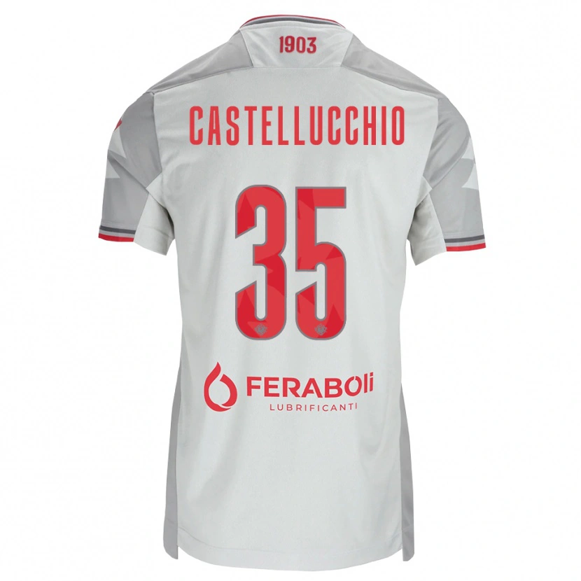 Danxen Niño Camiseta Gabriele Castellucchio #35 Gris Blanco Rojo 2ª Equipación 2026/27 La Camisa
