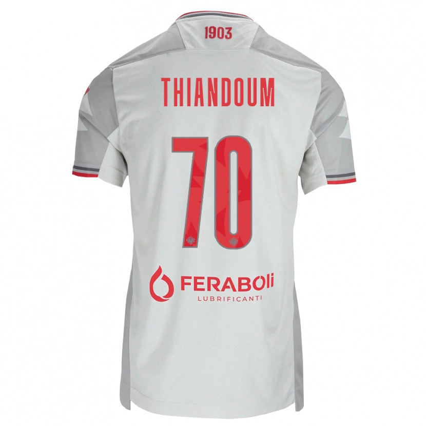 Danxen Niño Camiseta Omar Thiandoum #70 Gris Blanco Rojo 2ª Equipación 2026/27 La Camisa
