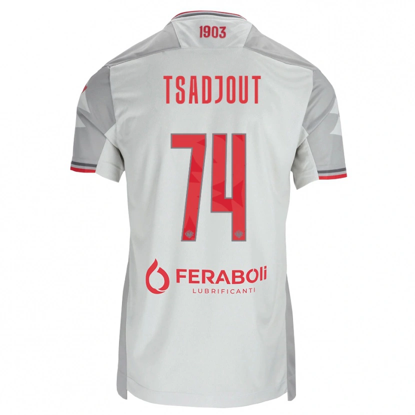 Danxen Niño Camiseta Frank Tsadjout #74 Gris Blanco Rojo 2ª Equipación 2026/27 La Camisa