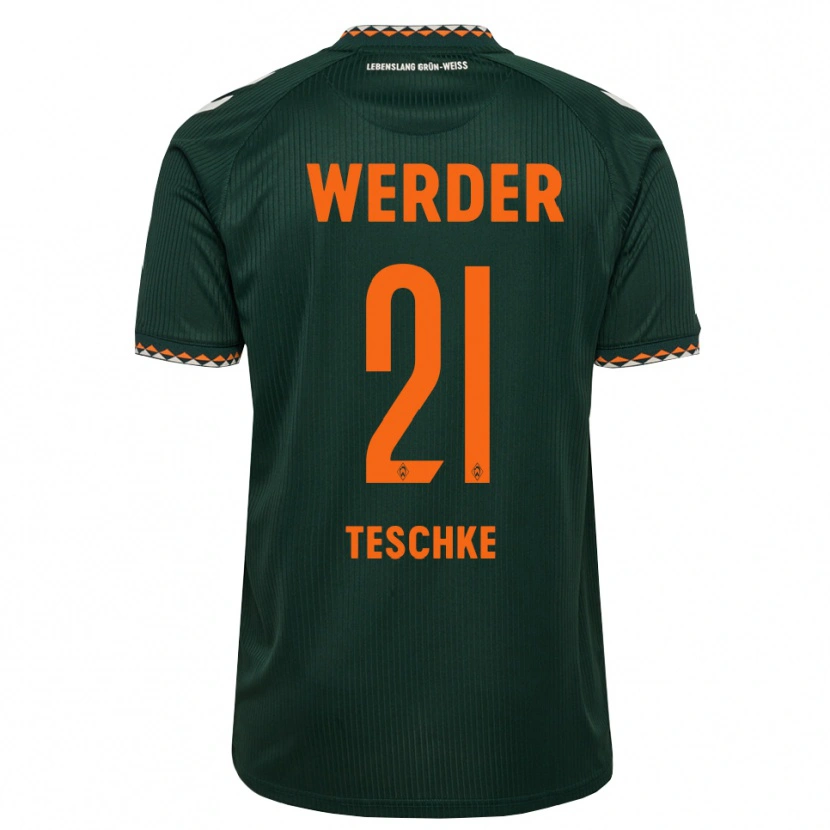 Danxen Niño Camiseta Tim Teschke #21 Verde Oscuro Naranja Blanco 2ª Equipación 2026/27 La Camisa