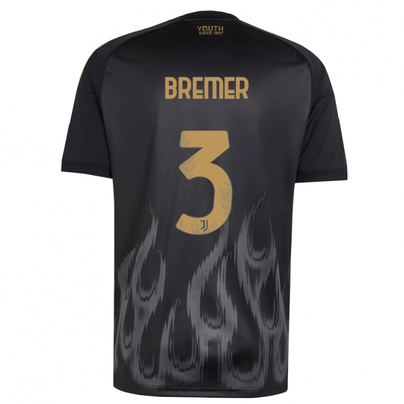 Danxen Niño Camiseta Gleison Bremer Silva Nascimento #3 Negro Marrón Equipación Tercera 2026/27 La Camisa
