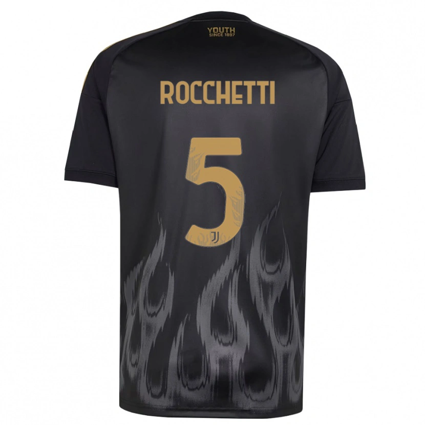 Danxen Niño Camiseta Edoardo Rocchetti #5 Negro Marrón Equipación Tercera 2026/27 La Camisa