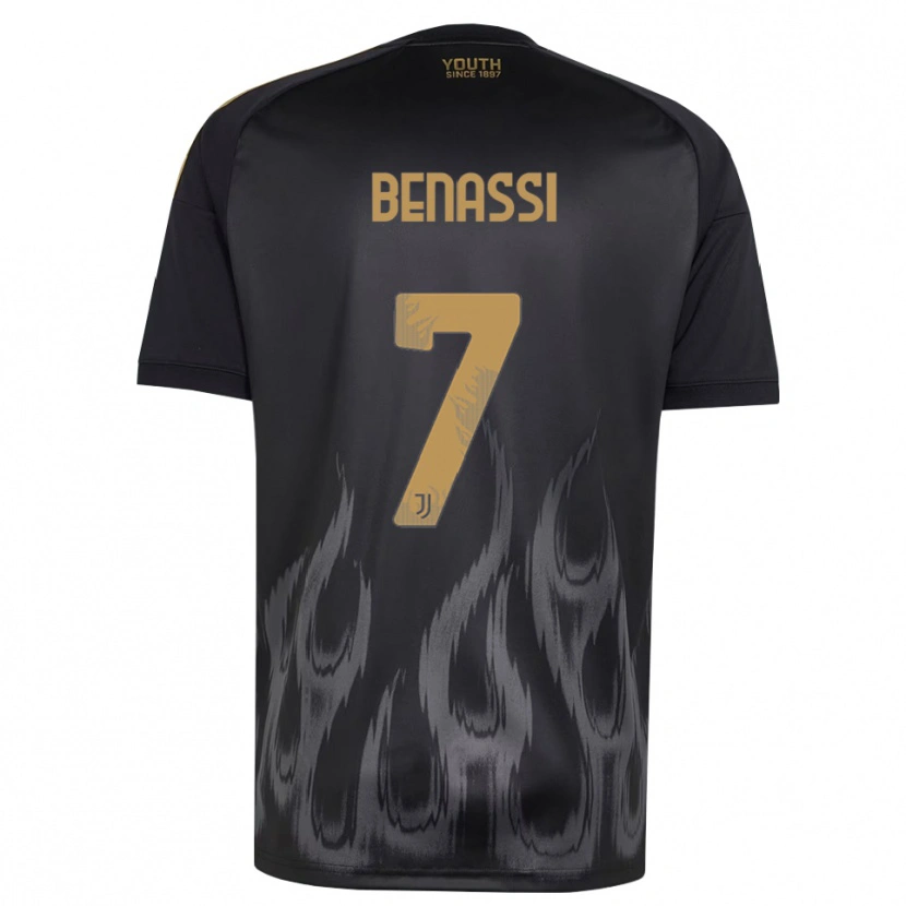 Danxen Niño Camiseta Federico Benassi #7 Negro Marrón Equipación Tercera 2026/27 La Camisa