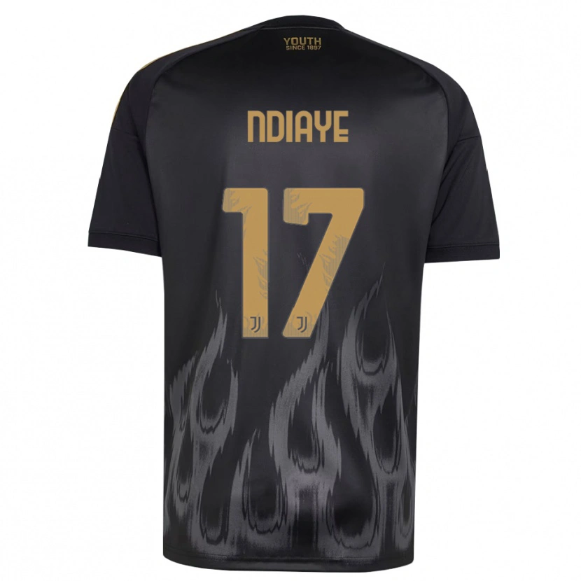 Danxen Niño Camiseta Modou Ndiaye #17 Negro Marrón Equipación Tercera 2026/27 La Camisa