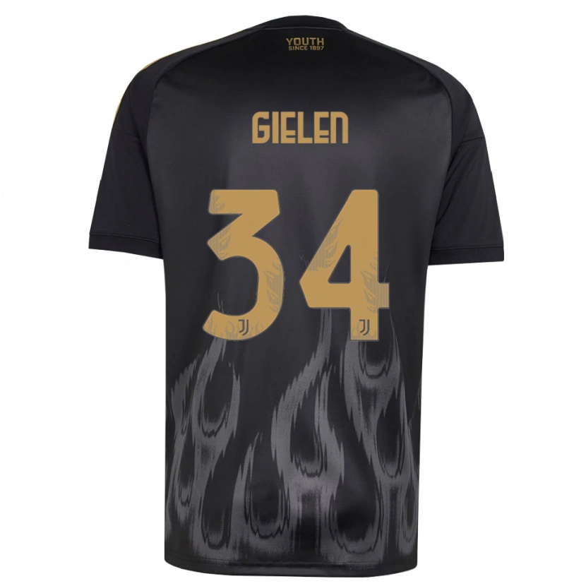Danxen Niño Camiseta Wout Gielen #34 Negro Marrón Equipación Tercera 2026/27 La Camisa