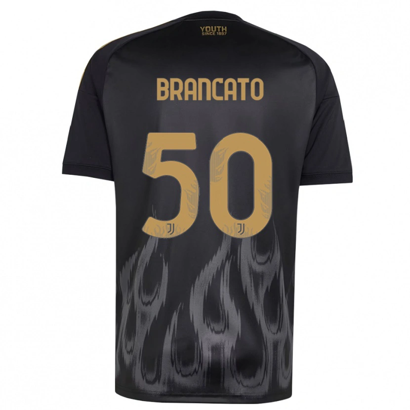 Danxen Niño Camiseta Alessandro Brancato #50 Negro Marrón Equipación Tercera 2026/27 La Camisa