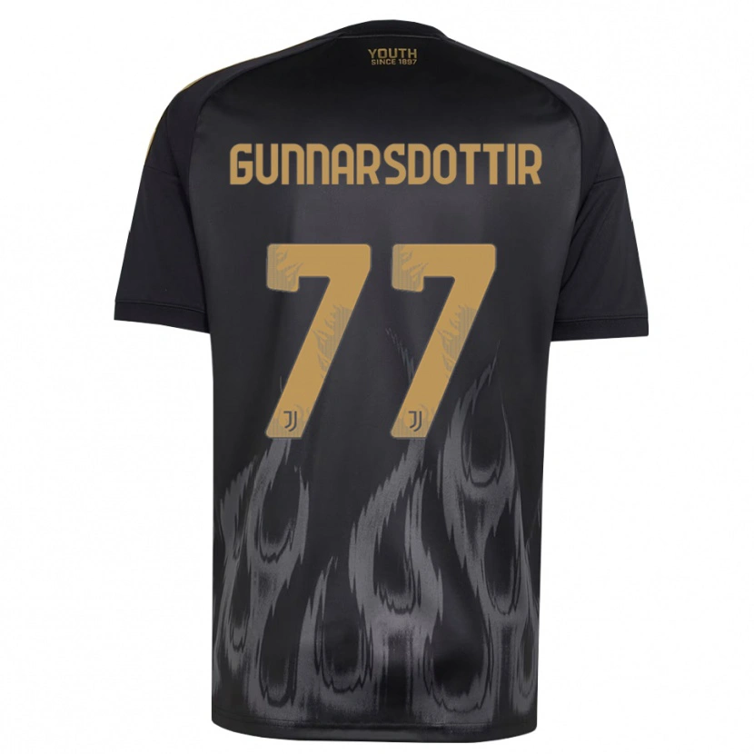 Danxen Niño Camiseta Sara Bjork Gunnarsdottir #77 Negro Marrón Equipación Tercera 2026/27 La Camisa