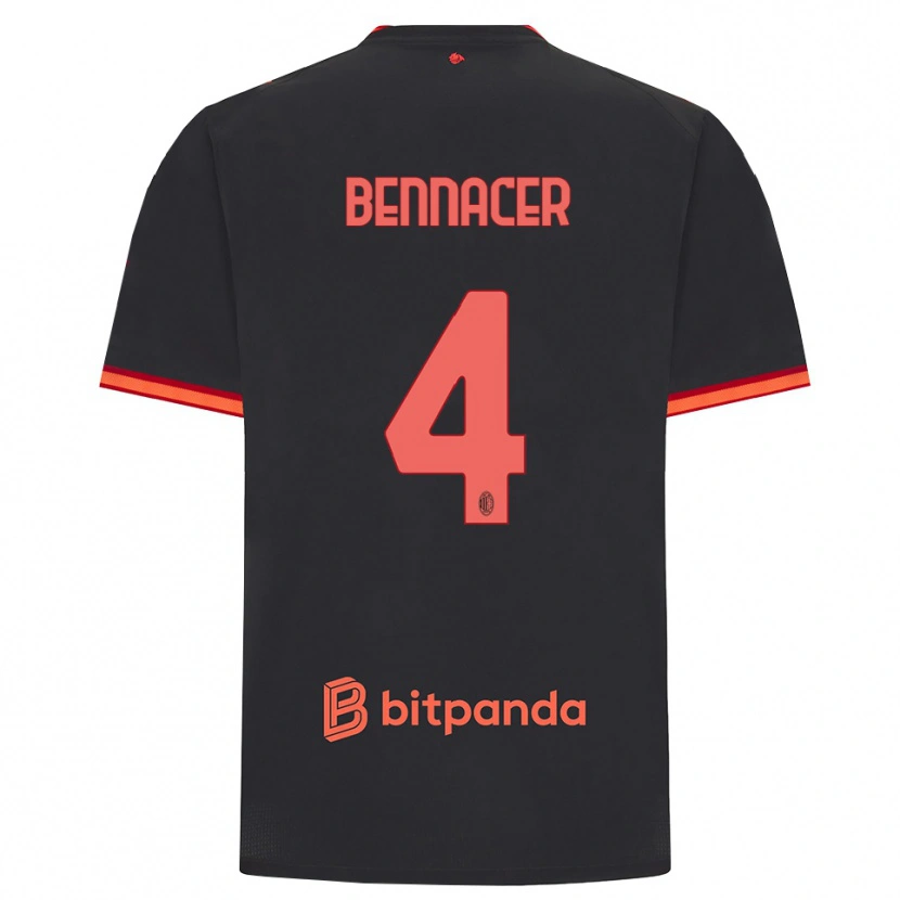 Danxen Niño Camiseta Ismael Bennacer #4 Rojo Negro Equipación Tercera 2026/27 La Camisa