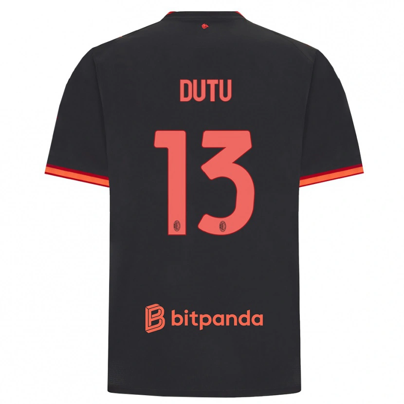 Danxen Niño Camiseta Matteo Dutu #13 Rojo Negro Equipación Tercera 2026/27 La Camisa