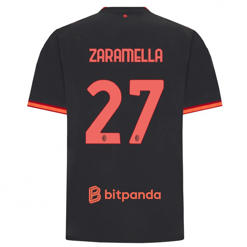 Danxen Niño Camiseta Mattia Zaramella #27 Rojo Negro Equipación Tercera 2026/27 La Camisa