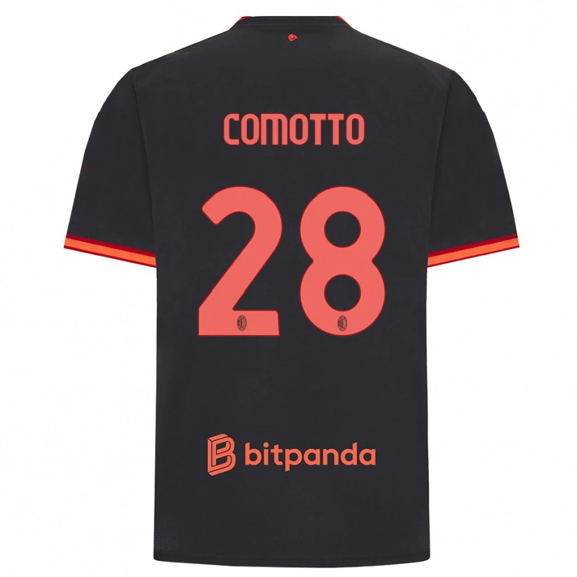 Danxen Niño Camiseta Christian Comotto #28 Rojo Negro Equipación Tercera 2026/27 La Camisa