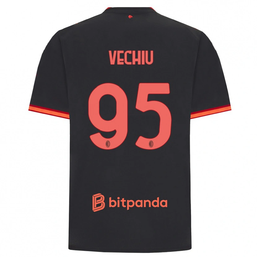 Danxen Niño Camiseta Christian Vechiu #95 Rojo Negro Equipación Tercera 2026/27 La Camisa