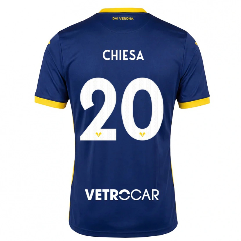 Danxen Hombre Camiseta Mattia Chiesa #20 Azul Real Amarillo Blanco 1ª Equipación 2026/27 La Camisa