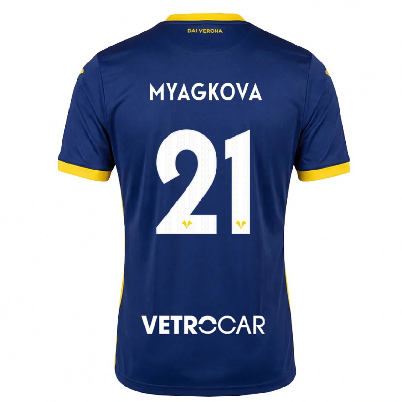 Danxen Hombre Camiseta Alina Myagkova #21 Azul Real Amarillo Blanco 1ª Equipación 2026/27 La Camisa