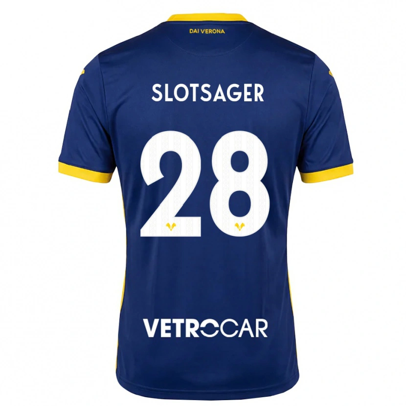 Danxen Hombre Camiseta Tobias Slotsager #28 Azul Real Amarillo Blanco 1ª Equipación 2026/27 La Camisa