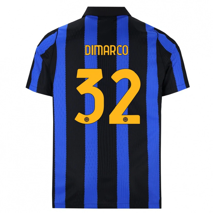 Danxen Hombre Camiseta Federico Dimarco #32 Negro Azul Amarillo 1ª Equipación 2026/27 La Camisa