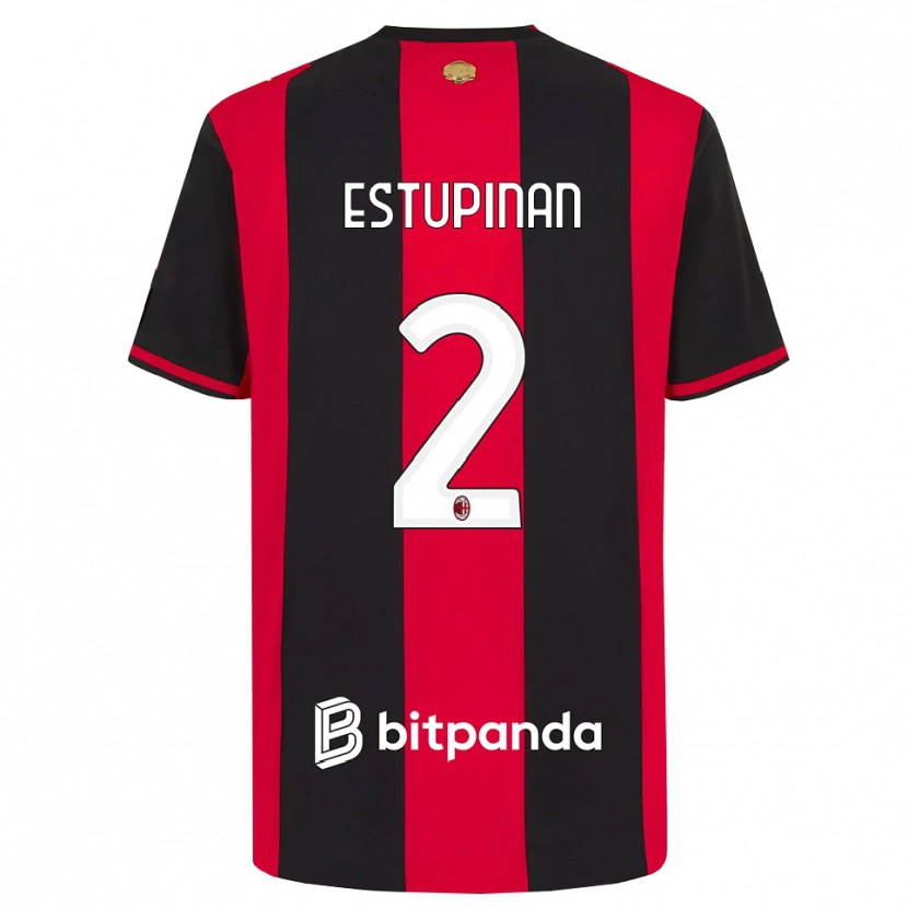 Danxen Hombre Camiseta Pervis Estupiñán #2 Rojo Negro Blanco 1ª Equipación 2026/27 La Camisa