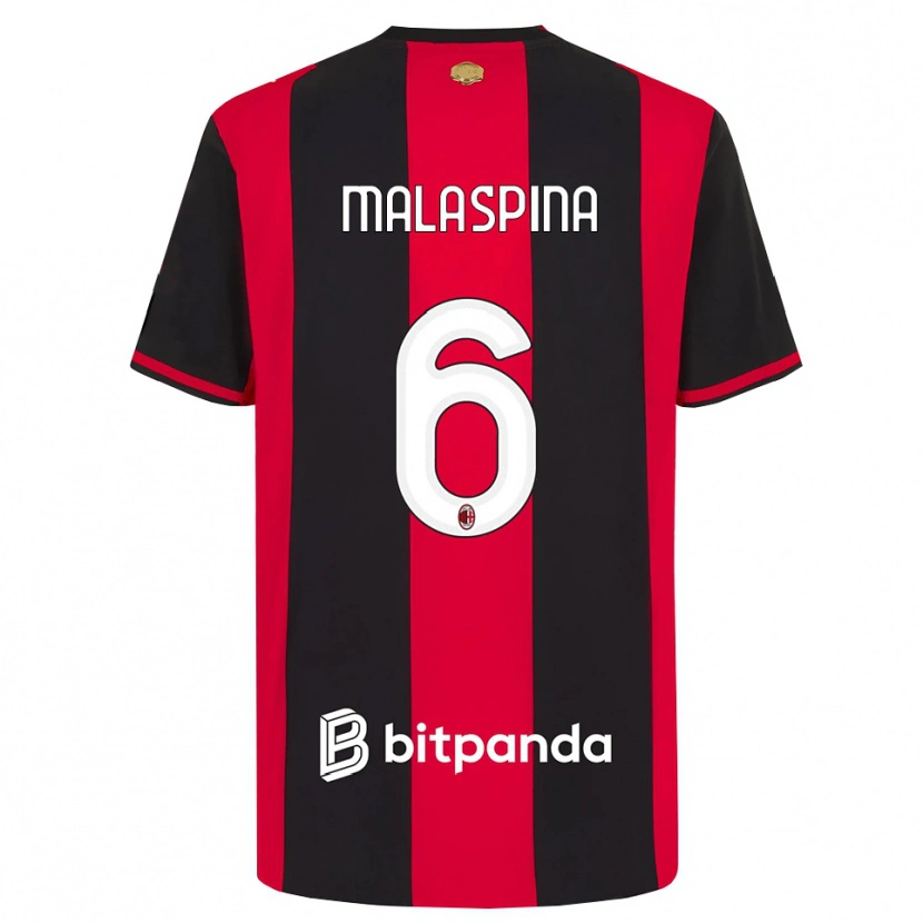 Danxen Hombre Camiseta Mattia Malaspina #6 Rojo Negro Blanco 1ª Equipación 2026/27 La Camisa