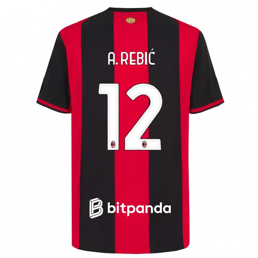 Danxen Hombre Camiseta Ante Rebic #12 Rojo Negro Blanco 1ª Equipación 2026/27 La Camisa