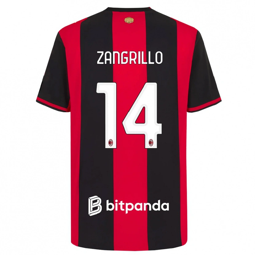 Danxen Hombre Camiseta Giacomo Zangrillo #14 Rojo Negro Blanco 1ª Equipación 2026/27 La Camisa