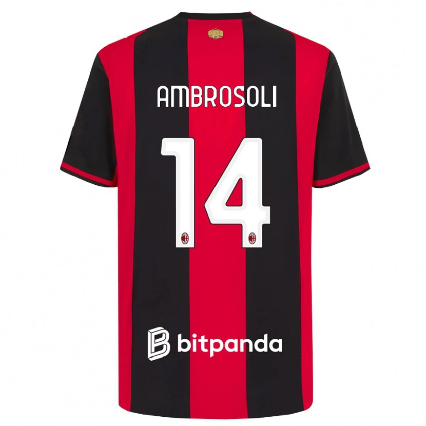Danxen Hombre Camiseta Pietro Ambrosoli #14 Rojo Negro Blanco 1ª Equipación 2026/27 La Camisa
