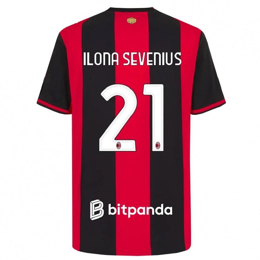 Danxen Hombre Camiseta Oona Ilona Sevenius #21 Rojo Negro Blanco 1ª Equipación 2026/27 La Camisa