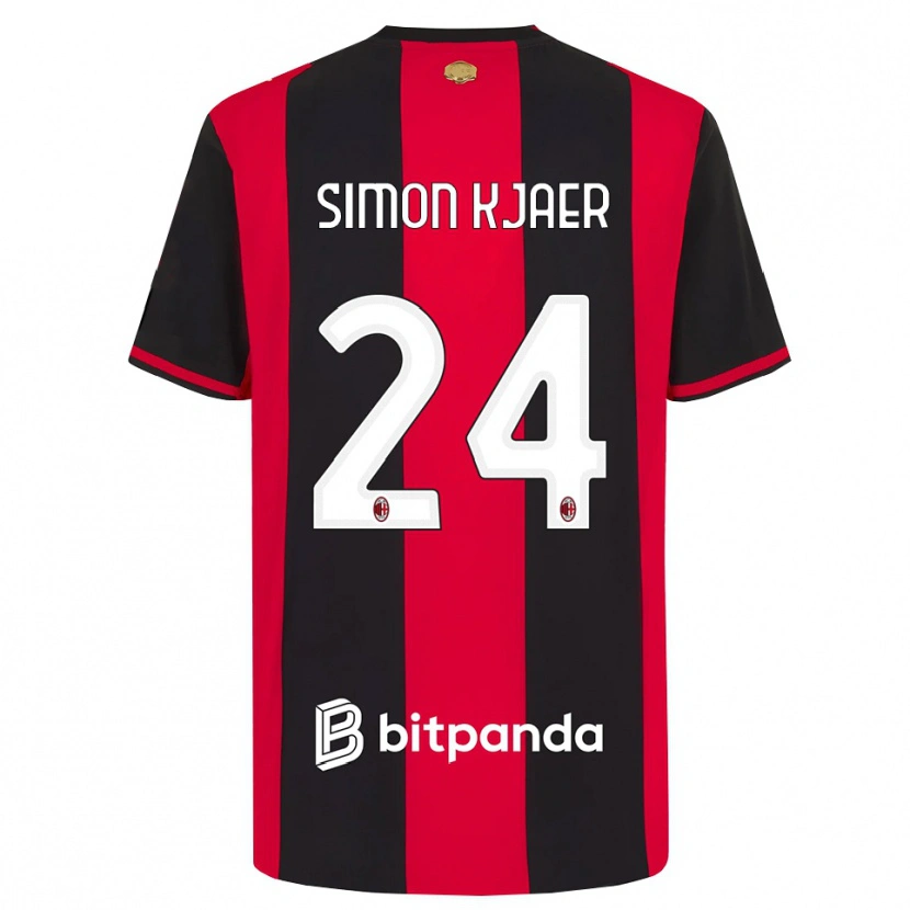 Danxen Hombre Camiseta Simon Kjaer #24 Rojo Negro Blanco 1ª Equipación 2026/27 La Camisa