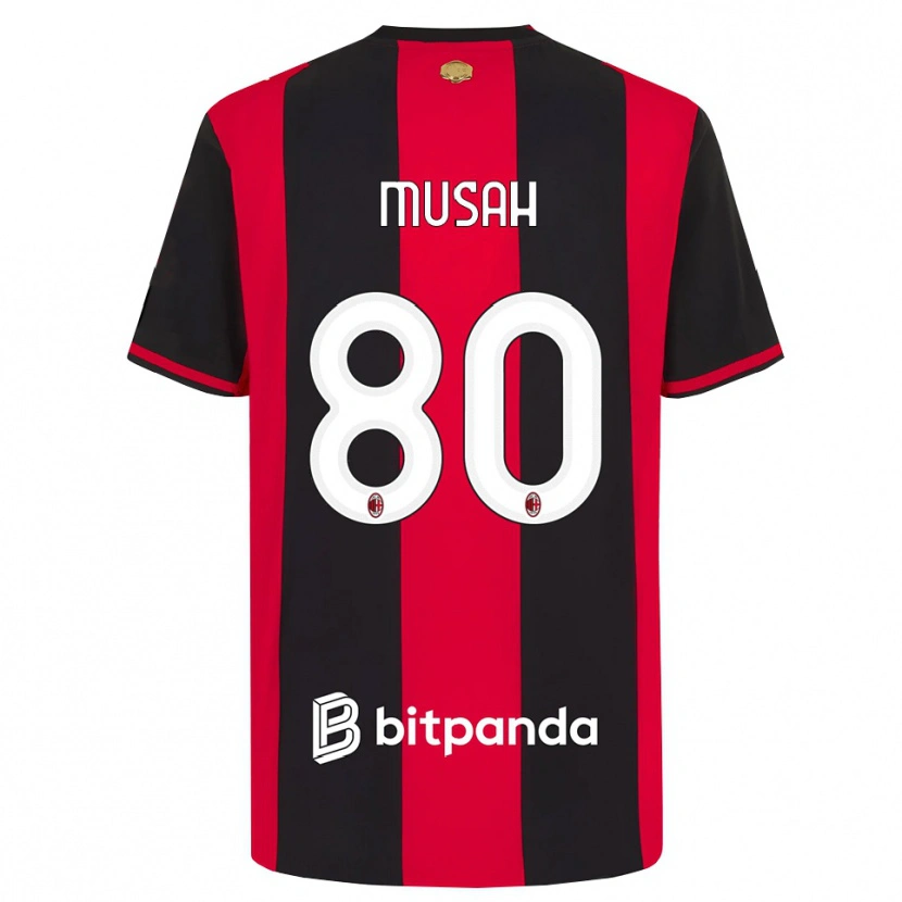 Danxen Hombre Camiseta Yunus Musah #80 Rojo Negro Blanco 1ª Equipación 2026/27 La Camisa