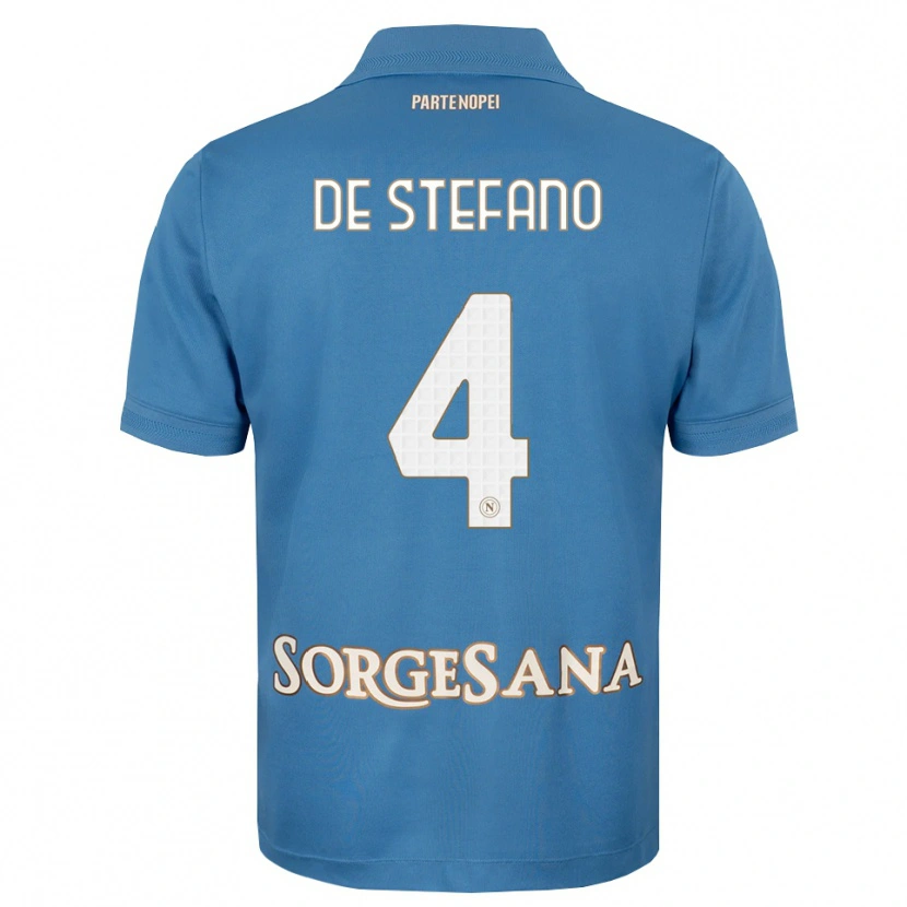 Danxen Hombre Camiseta Francesco De Stefano #4 Azul Neblina Blanco 1ª Equipación 2026/27 La Camisa