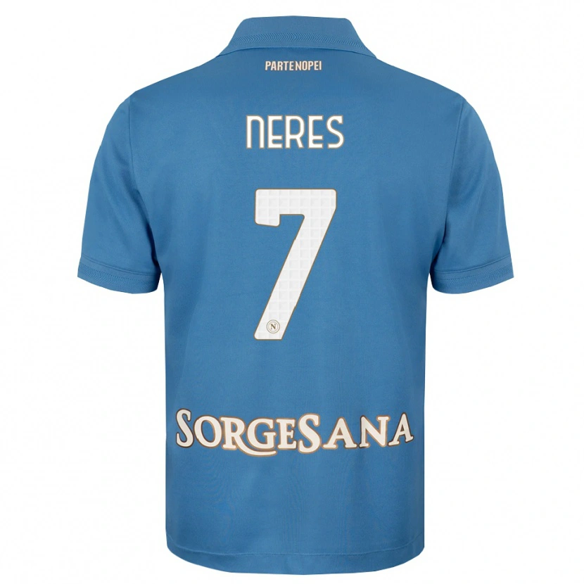 Danxen Hombre Camiseta David Neres #7 Azul Neblina Blanco 1ª Equipación 2026/27 La Camisa