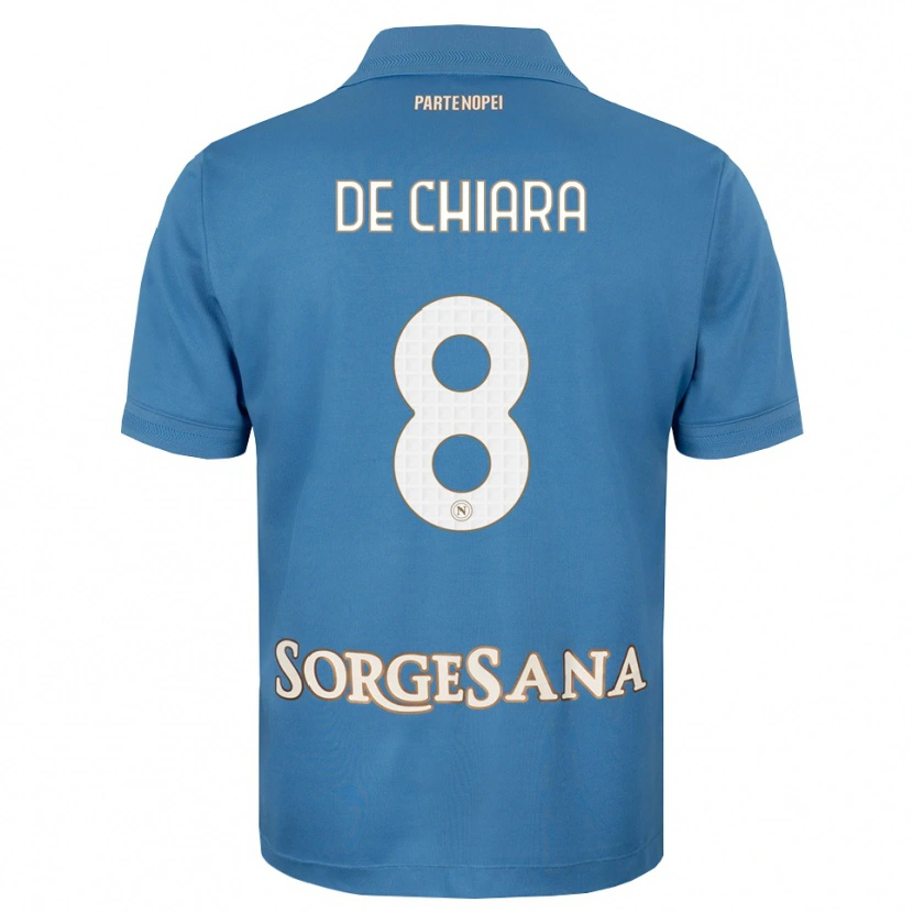 Danxen Hombre Camiseta Emmanuele De Chiara #8 Azul Neblina Blanco 1ª Equipación 2026/27 La Camisa