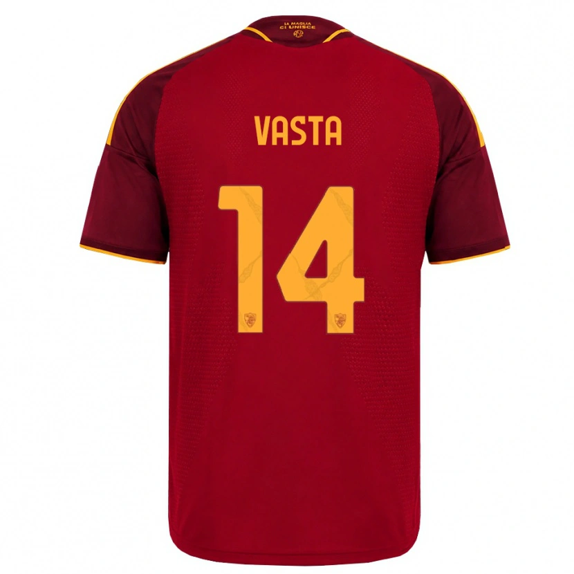 Danxen Hombre Camiseta Jacopo Vasta #14 Rojo Dorado Amarillo 1ª Equipación 2026/27 La Camisa