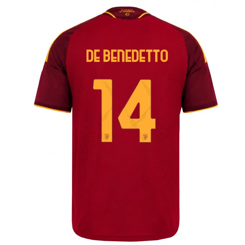 Danxen Hombre Camiseta Lorenzo De Benedetto #14 Rojo Dorado Amarillo 1ª Equipación 2026/27 La Camisa