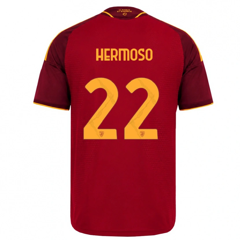 Danxen Hombre Camiseta Mario Hermoso #22 Rojo Dorado Amarillo 1ª Equipación 2026/27 La Camisa