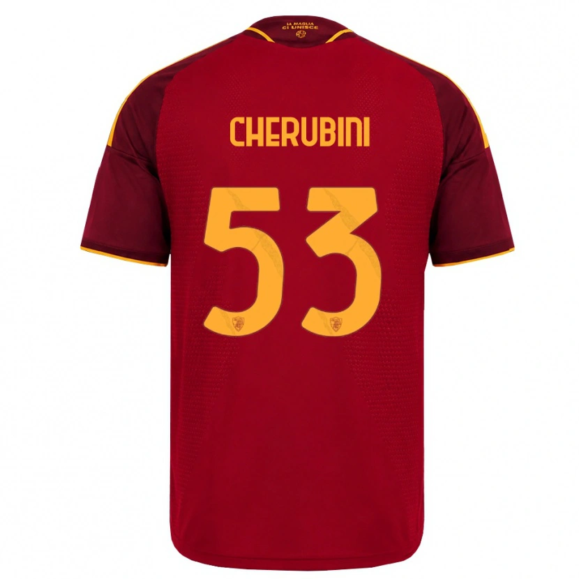Danxen Hombre Camiseta Martina Cherubini #53 Rojo Dorado Amarillo 1ª Equipación 2026/27 La Camisa