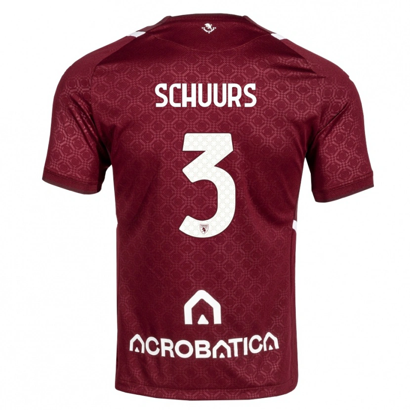 Danxen Hombre Camiseta Perr Schuurs #3 Burdeos Blanco 1ª Equipación 2026/27 La Camisa