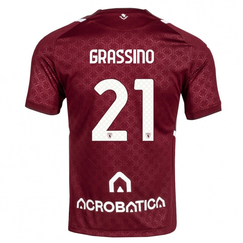 Danxen Hombre Camiseta Giulia Grassino #21 Burdeos Blanco 1ª Equipación 2026/27 La Camisa