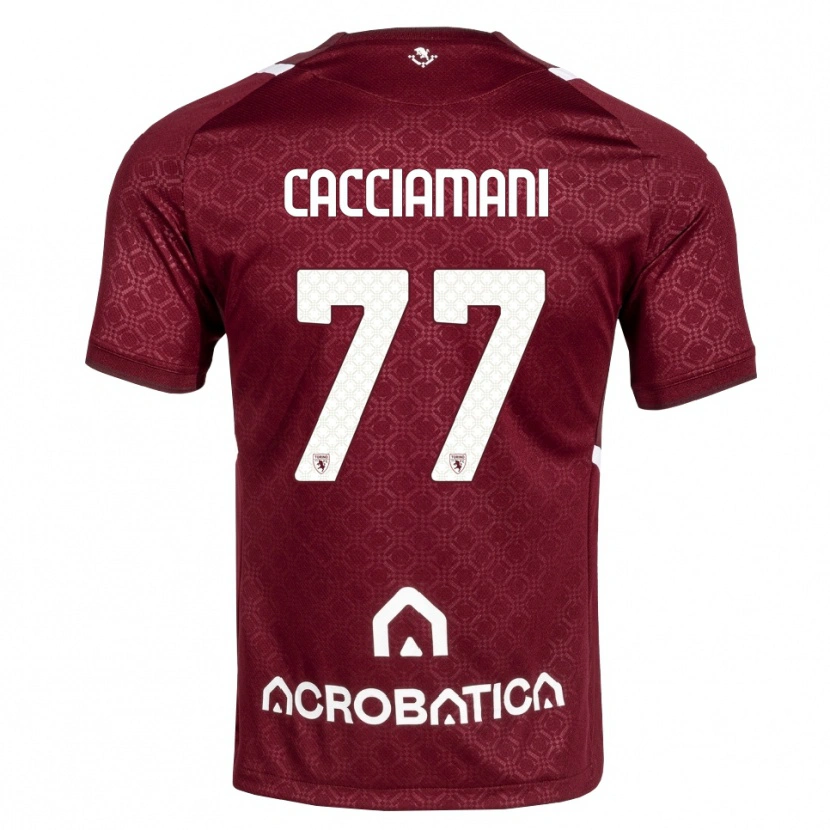 Danxen Hombre Camiseta Alessio Cacciamani #77 Burdeos Blanco 1ª Equipación 2026/27 La Camisa