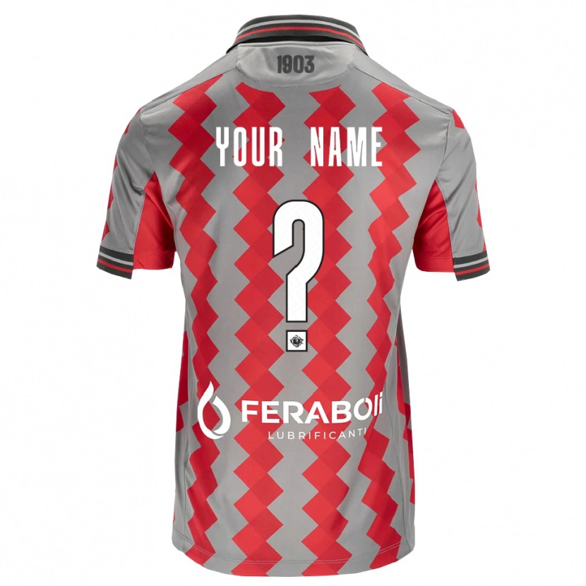 Danxen Hombre Camiseta Su Nombre #0 Gris Rojo Blanco 1ª Equipación 2026/27 La Camisa